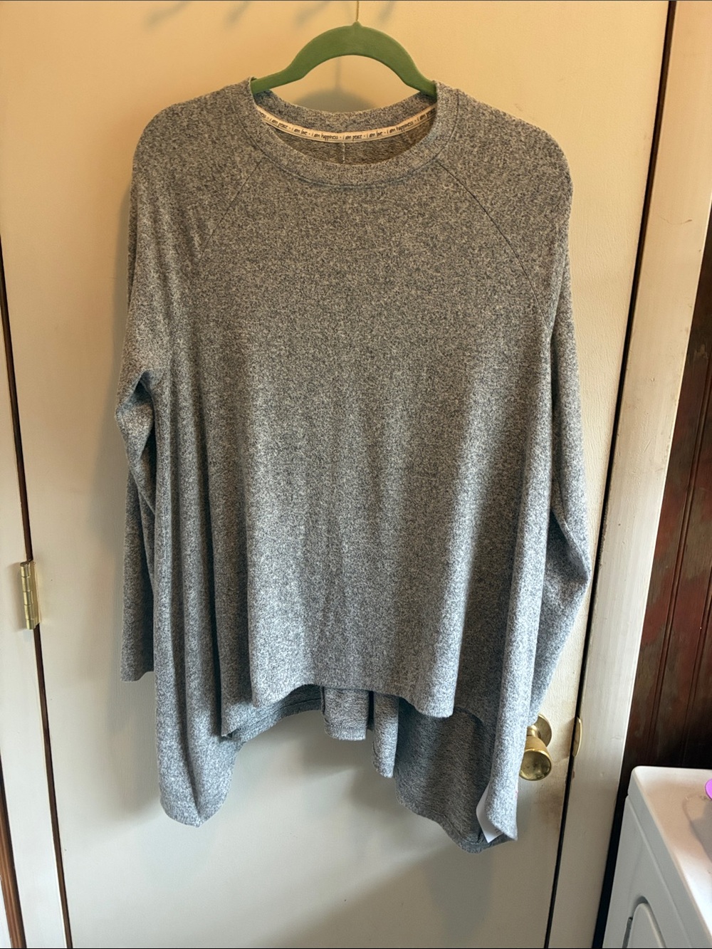 Peace Love World Heather Gray Long Sleeve Pullover Top